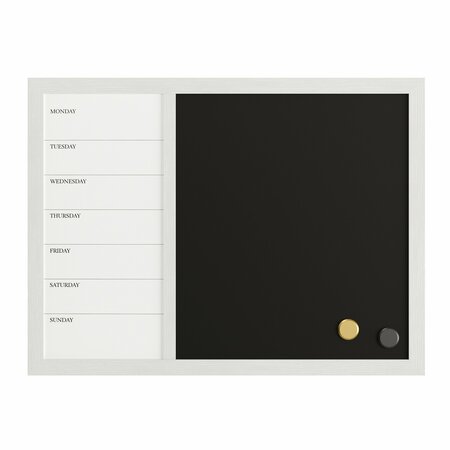 Martha Stewart Everette 24in.x18in. Magnetic Calendar Dry Erase Board and Chlk Brd w/Liq Chalk Mrkr and Mgnts, Wht BR-PM-COM-MW1MB2-4561-WT-MS